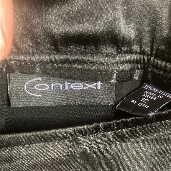 Black Women's Pants with Satin Waistband - Picture 2 of 3